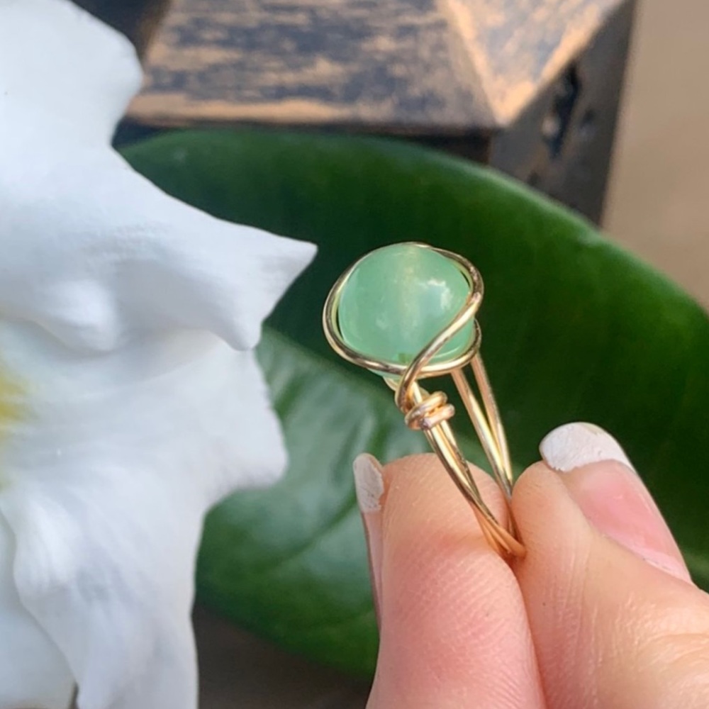 Teal green handmade jade ring - Picture 2 of 4